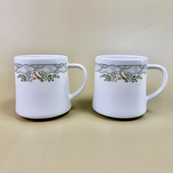Vintage Schönwald Germany Mugs – Set of 2 | Bird & Vine Pattern | Fine Porcelain - Picture 5 of 10
